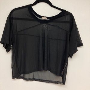 Mesh short sleeve cropped tee